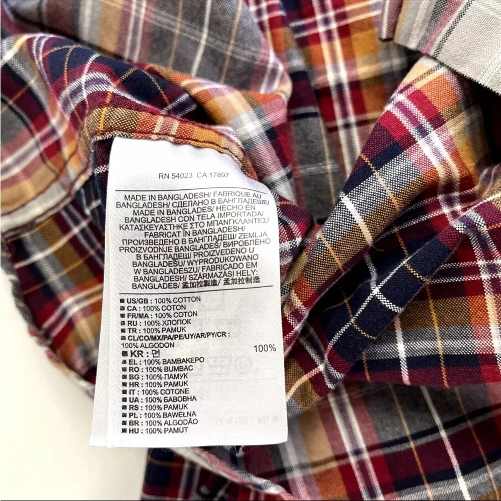 Mens Banana Republic Button Down Long Sleeve Shirt Sz M Red‎ Plaid